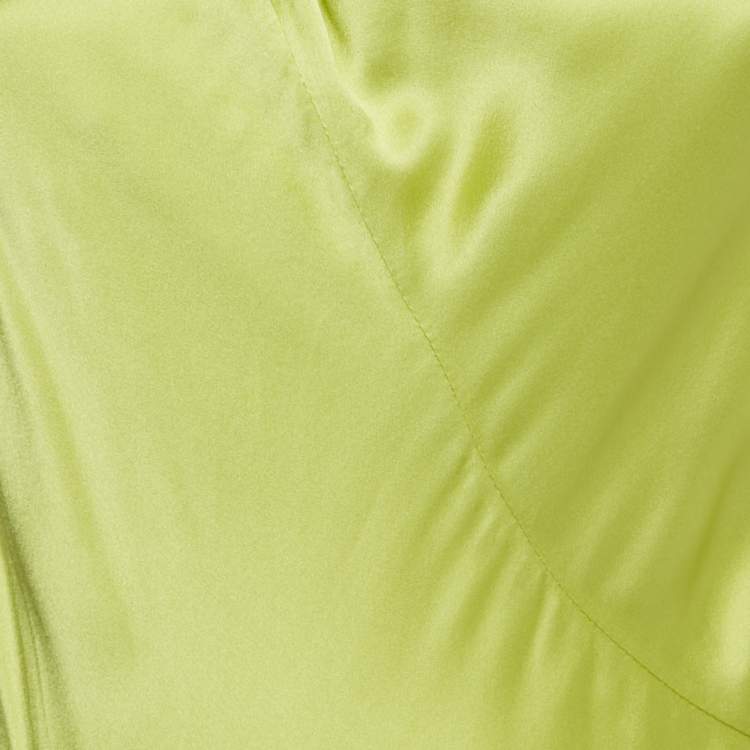 Pre Owned Roksanda Acid Green Satin Flared Maxi Dress M