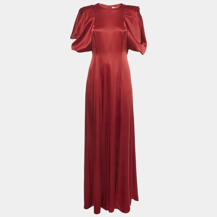 Pre Owned Roksanda Red Satin Silk Maxi Dress M
