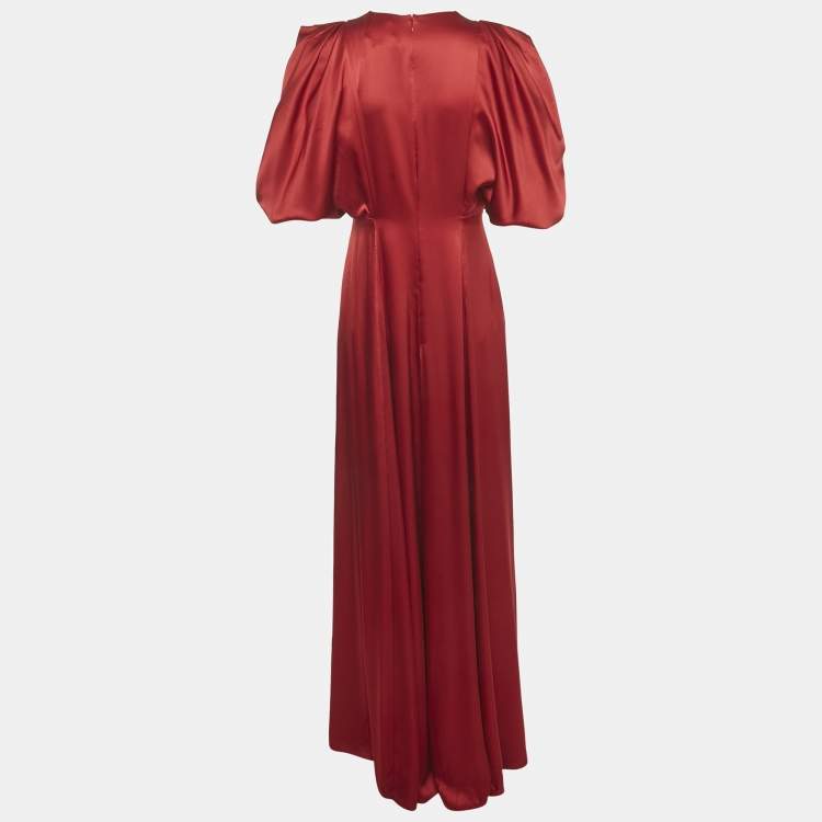 Pre Owned Roksanda Red Satin Silk Maxi Dress M