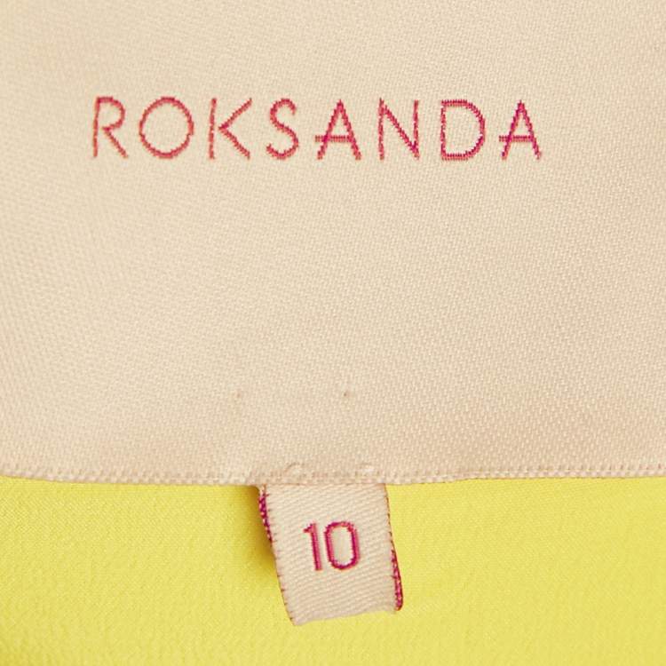 Pre Owned Roksanda Pink/Yellow Crepe Drape Style Midi Dress M