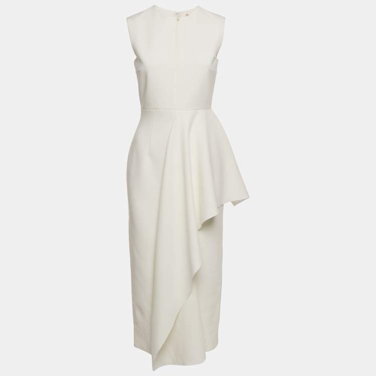 مملوكة مسبقًا Roksanda White Crepe Ruffled Midi Dress S
