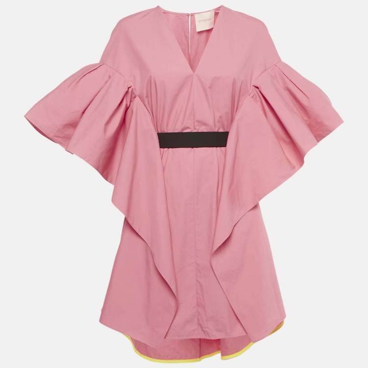 Pre Owned Roksanda Pink Poplin Ruffled Mini Dress M