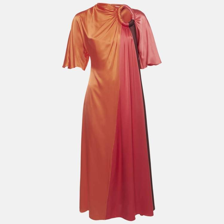 Pre Owned Roksanda Multicolor Satin Paneled Midi Dress M