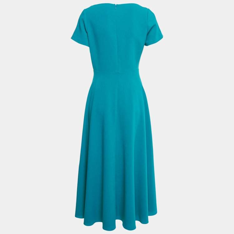Pre Owned Roksanda Blue Crepe Ruffled Midi Dress M