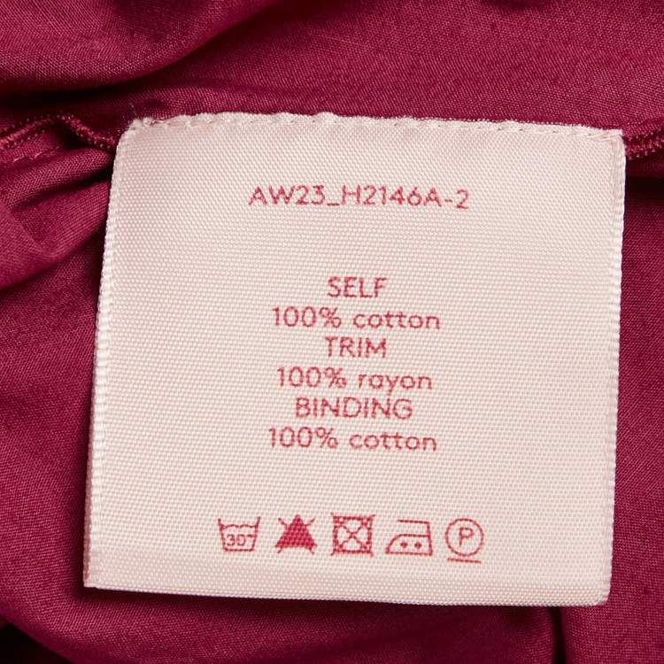 Pre Owned Roksanda Burgundy Cotton Gathered Eifal Midi Dress M