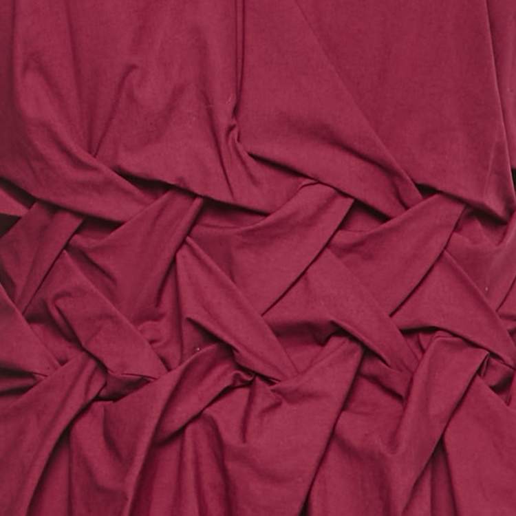 Pre Owned Roksanda Burgundy Cotton Gathered Eifal Midi Dress M