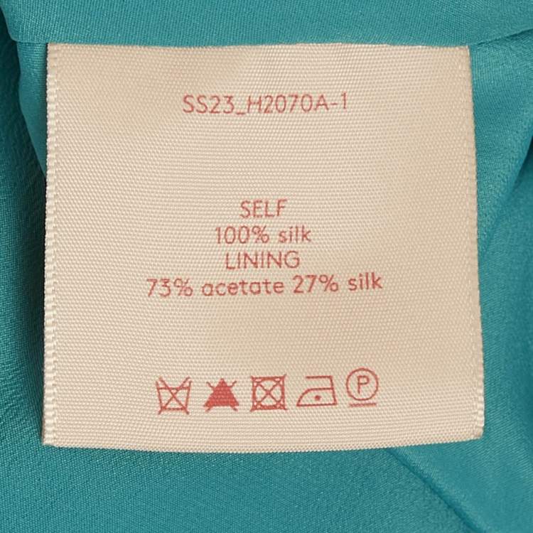 Pre Owned Roksanda Teal Blue Satin Draped Detail Gown M
