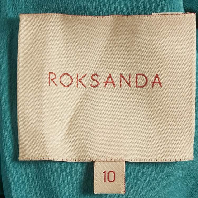 Pre Owned Roksanda Teal Blue Satin Draped Detail Gown M