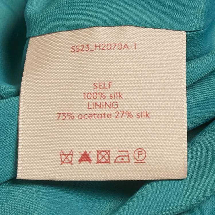 Pre Owned Roksanda Teal Blue Satin Draped Detail Gown M