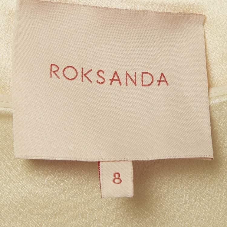 Pre Owned Roksanda Cream Satin Gathered Kleo Long Dress S
