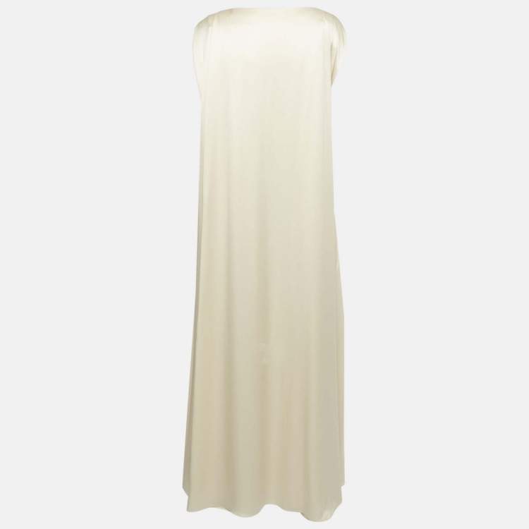 Pre Owned Roksanda Cream Satin Gathered Kleo Long Dress S