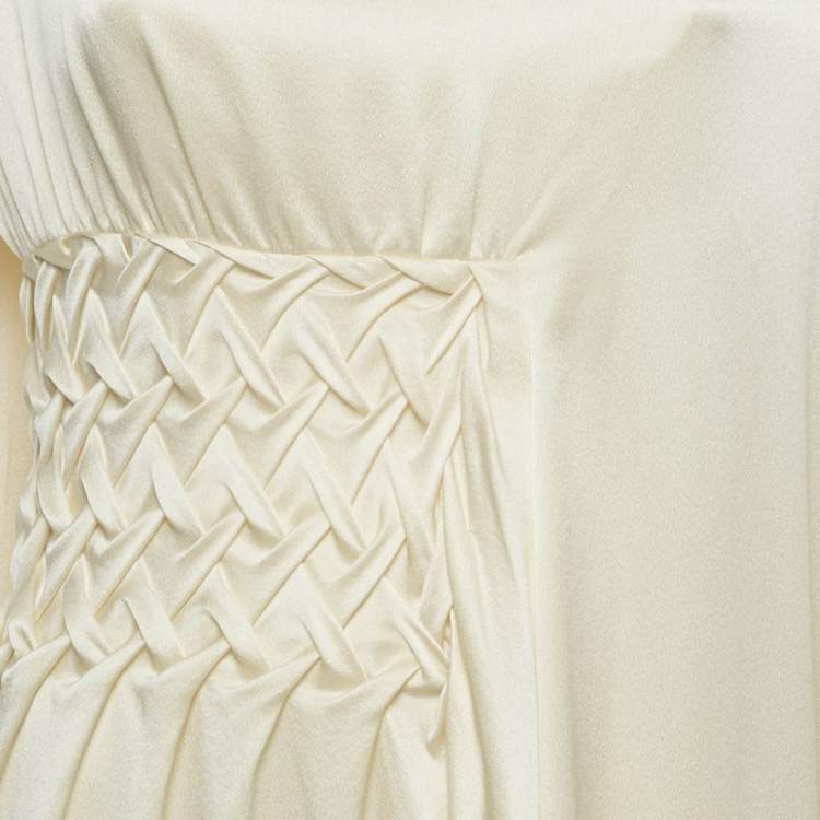 Pre Owned Roksanda Cream Satin Gathered Kleo Long Dress S