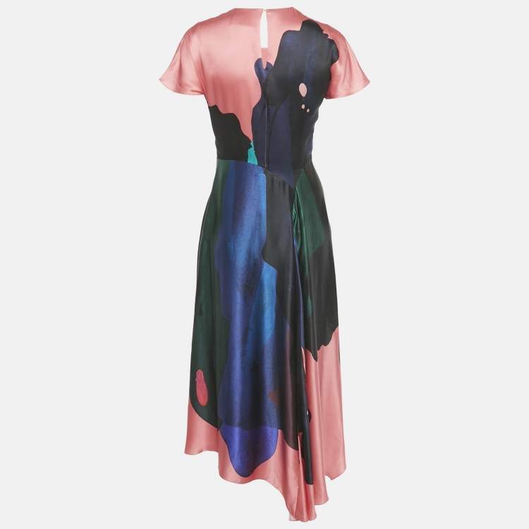 Pre Owned Roksanda Pink Printed Satin Midi Dress M