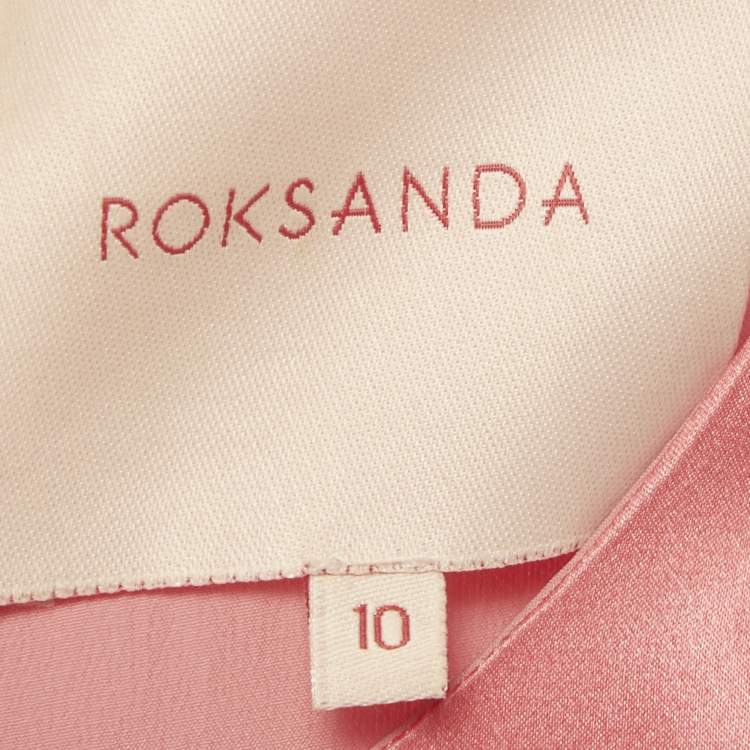 Pre Owned Roksanda Pink Printed Satin Midi Dress M