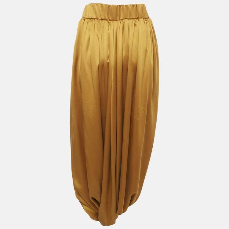 Pre Owned Roksanda Yellow Washed Satin Harem Pants M