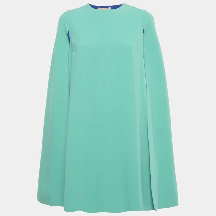 Pre Owned Roksanda Blue Two Toned Crepe Cape Short Dress M