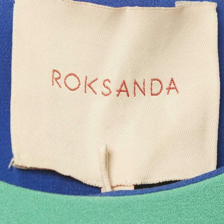 Pre Owned Roksanda Blue Two Toned Crepe Cape Short Dress M