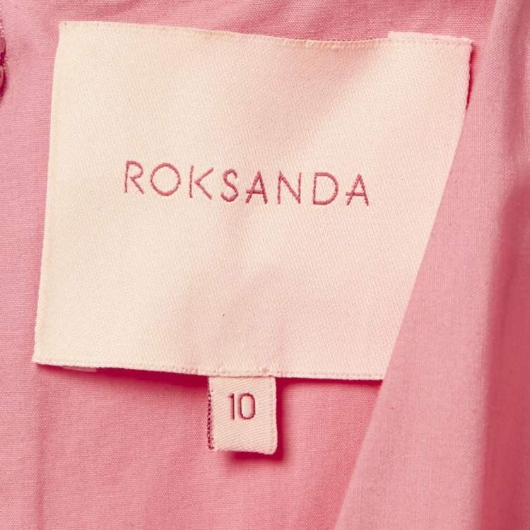 مملوكة مسبقًا Roksanda Pink Poplin Shirring Midi Esti Dress M