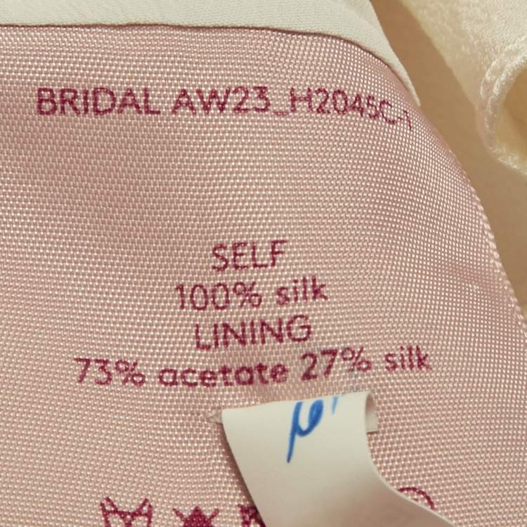 Pre Owned Roksanda Cream Satin Silk Cold-Shoulder Long Dress M
