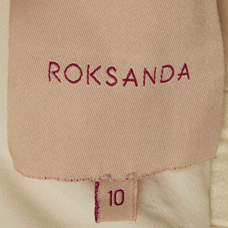 Pre Owned Roksanda Cream Satin Silk Cold-Shoulder Long Dress M