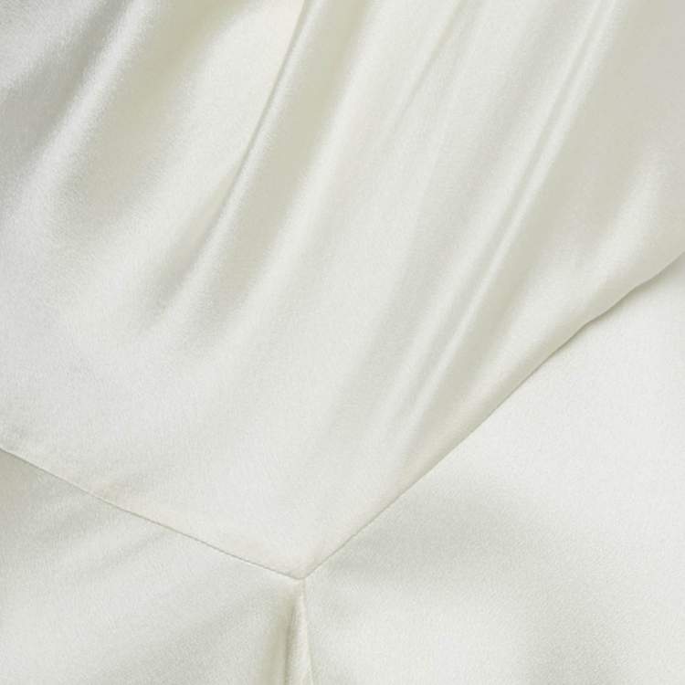 Pre Owned Roksanda Cream Satin Silk Cold-Shoulder Long Dress M