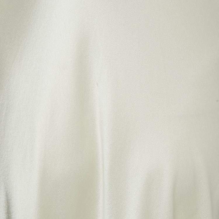 Pre Owned Roksanda Cream Satin Silk Cold-Shoulder Long Dress M