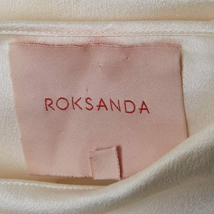 Pre Owned Roksanda Ivory Satin Draped Style Back Open Long Dress S