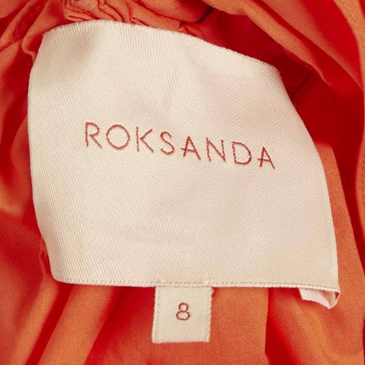 Pre Owned Roksanda Orange Poplin Gathered Flounce Maxi Dress S