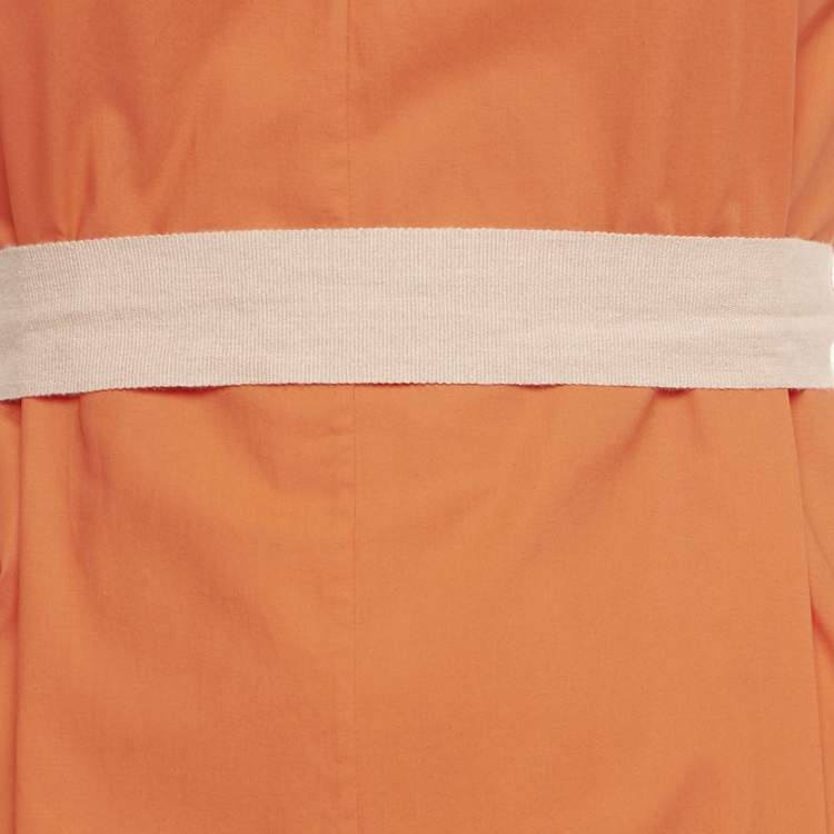 Pre Owned Roksanda Orange Poplin Gathered Flounce Maxi Dress S