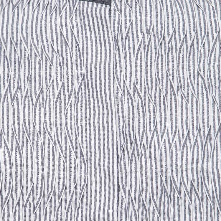 Pre Owned Roksanda Dark Blue Striped Cotton Pleated Front Tunic Top S