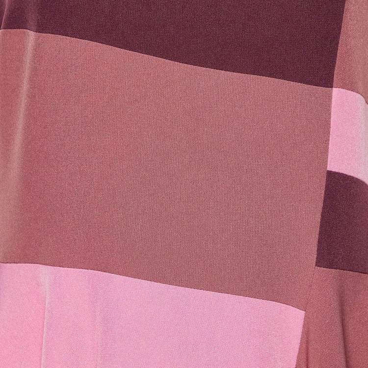 Pre Owned Roksanda Pink & Purple Striped Paneled Crepe Maxi Dress L