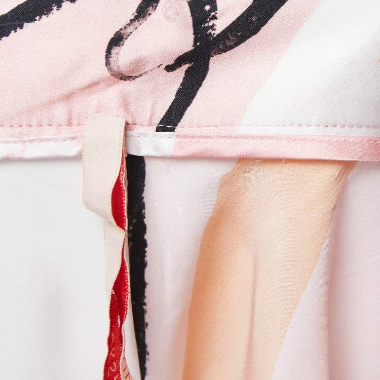 Pre Owned Roksanda Pink Multicolor Printed Silk Midi Skirt M