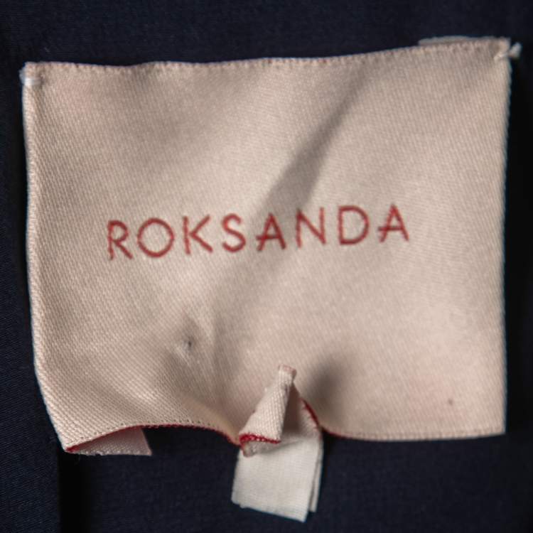 مملوكة مسبقًا Roksanda Navy Blue Crepe Contrast Balloon Sleeve Wide Leg Jumpsuit M