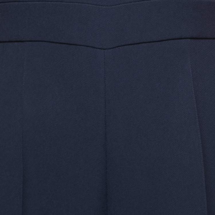 مملوكة مسبقًا Roksanda Navy Blue Crepe Contrast Balloon Sleeve Wide Leg Jumpsuit M