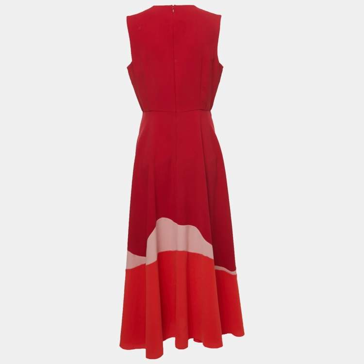 Pre Owned Roksanda Red/Orange Crepe A-Line Sleeveless Maxi Dress L