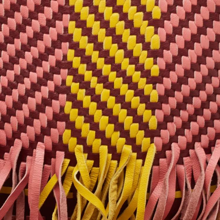 Pre Owned Roksanda Burgundy/Multicolor Leather Eartha Fringe Pouch