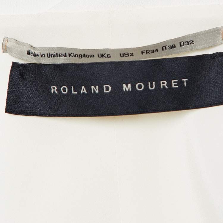 Pre Owned Roland Mouret White Crepe Sleeveless V Neck Top S