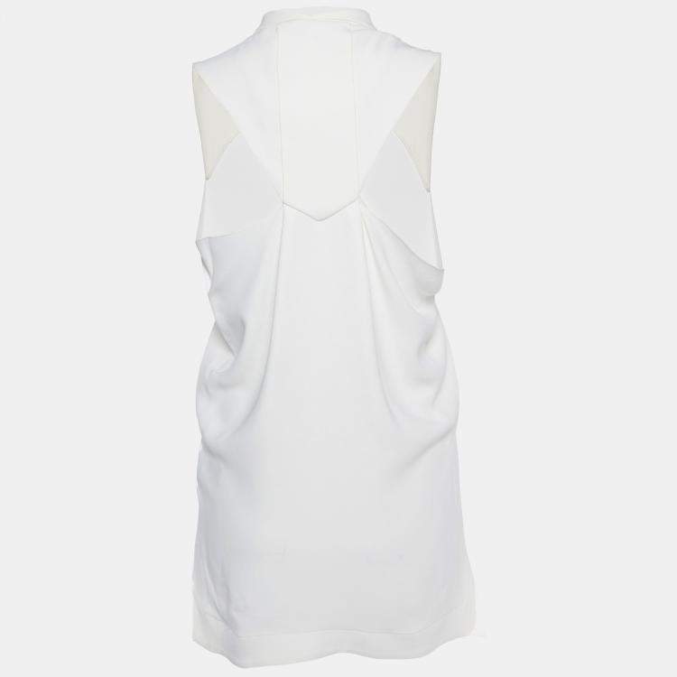 Pre Owned Roland Mouret White Crepe Sleeveless V Neck Top S