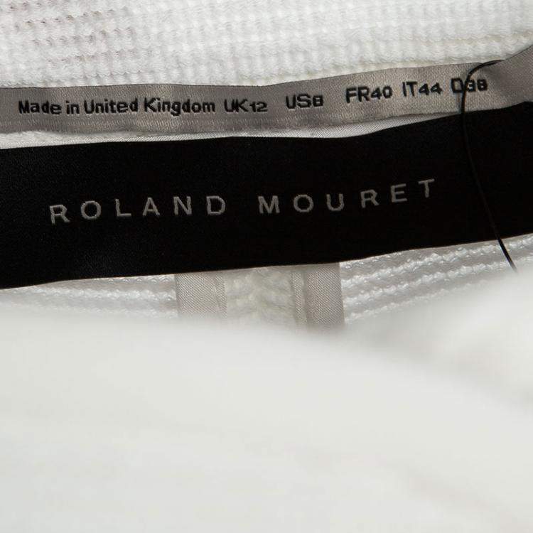 Pre Owned Roland Mouret White Cotton Blend Textured Bellasis  Jacket M