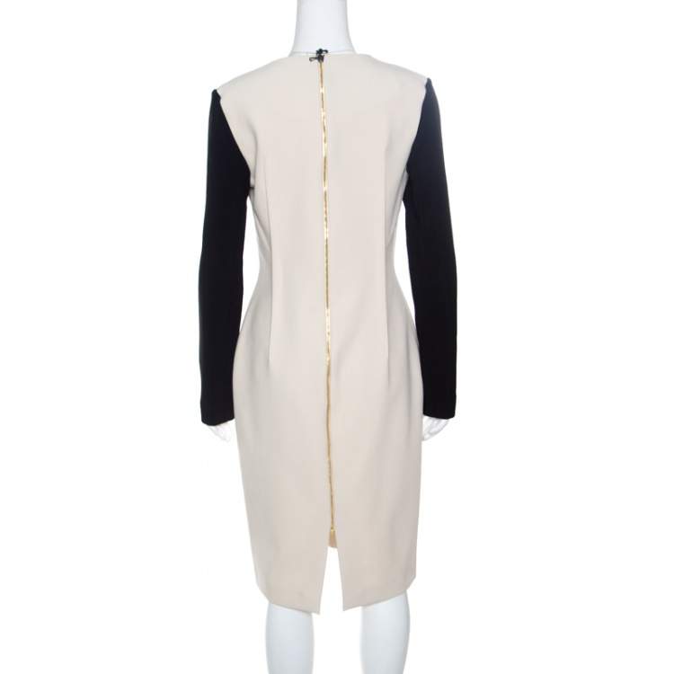 Pre Owned Roland Mouret Colorblock Knit Long Sleeve Kutim Dress L