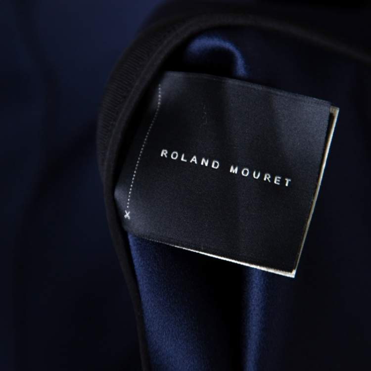 Pre Owned Roland Mouret Navy Blue Satin Half Peplum Anerley One Shoulder Dress L
