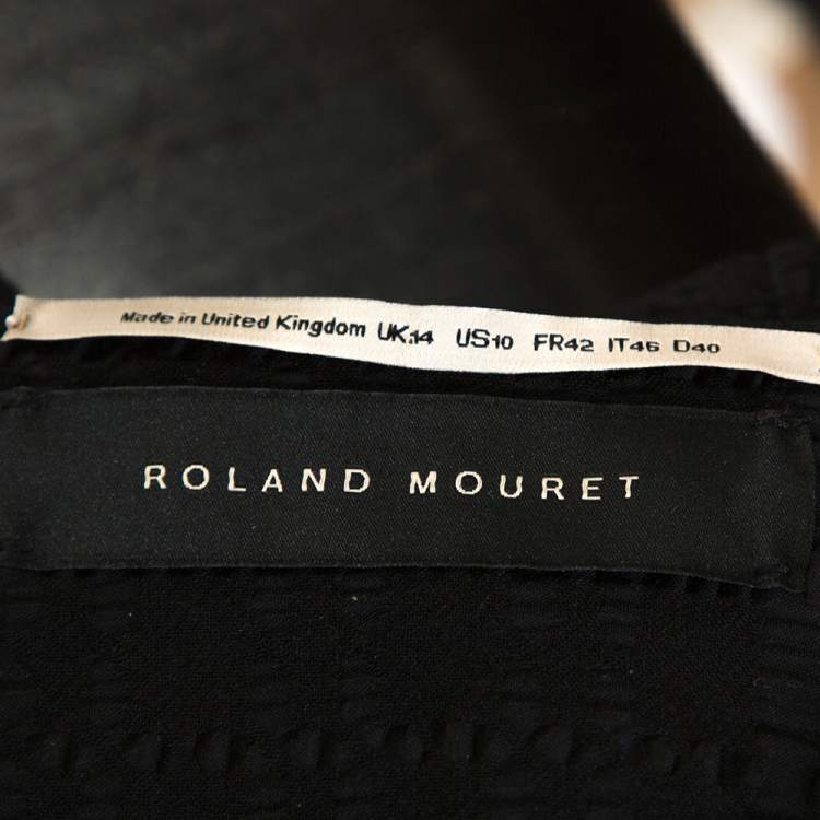 Pre Owned Roland Mouret Black Puckered Check Wool Blend Hanover Jacket L