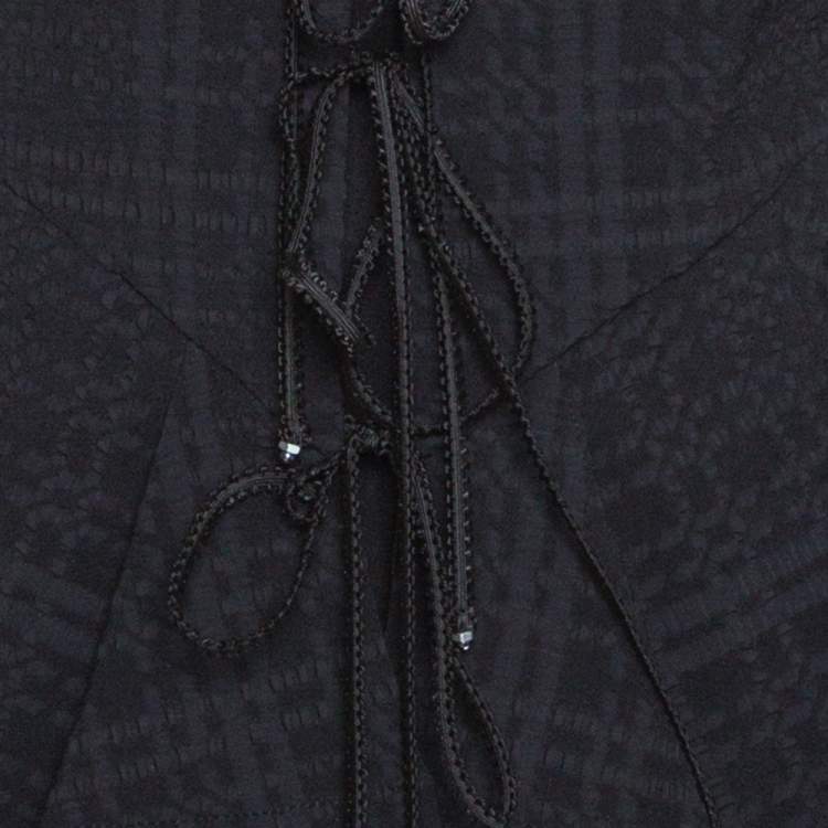 Pre Owned Roland Mouret Black Puckered Check Wool Blend Hanover Jacket L