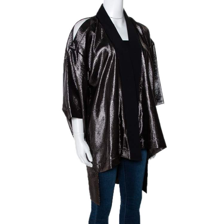 Roland Mouret Metallic Lam Jacquard Roche Kimono Jacket M Roland