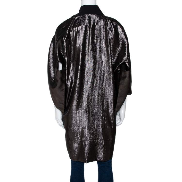 Pre Owned Roland Mouret Metallic Lamé Jacquard Roche Kimono Jacket M