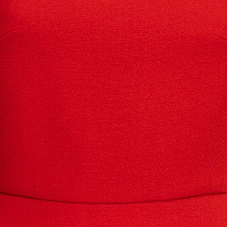 Pre Owned Roland Mouret Red Textured Wool Royston Cap Sleeve Dress M