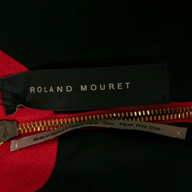 Pre Owned Roland Mouret Red Textured Wool Royston Cap Sleeve Dress M