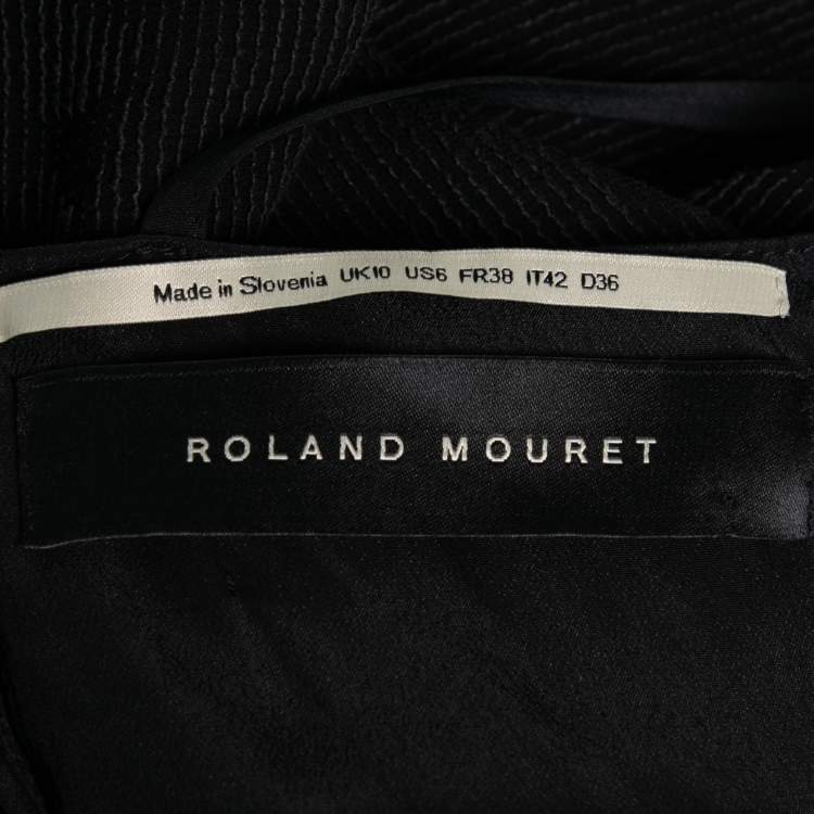 Pre Owned Roland Mouret Monochrome Floral Jacquard Crepe Draped Dress M