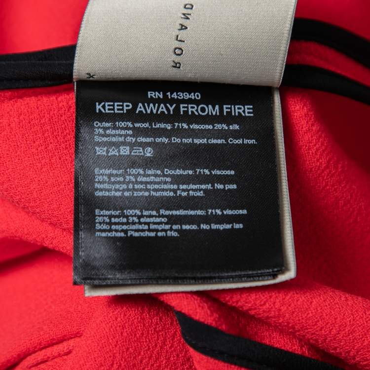 Pre Owned Roland Mouret Red Wool Hollywell Coat L