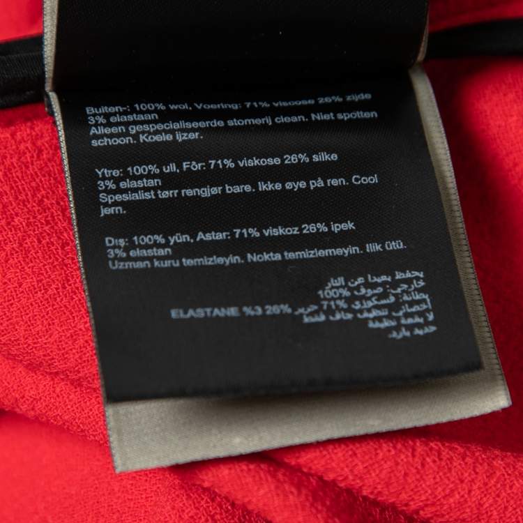 Pre Owned Roland Mouret Red Wool Hollywell Coat L